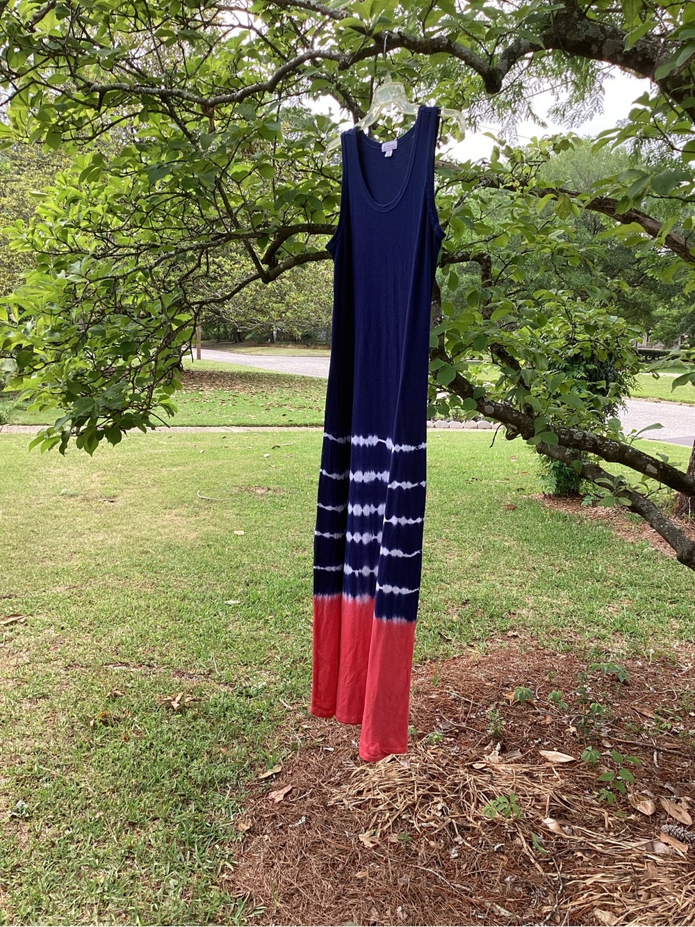 A Girls Favorite Dress Sleeveless Navy and Coral Tie-Dye Maxi Dress - Picture 6 of 9